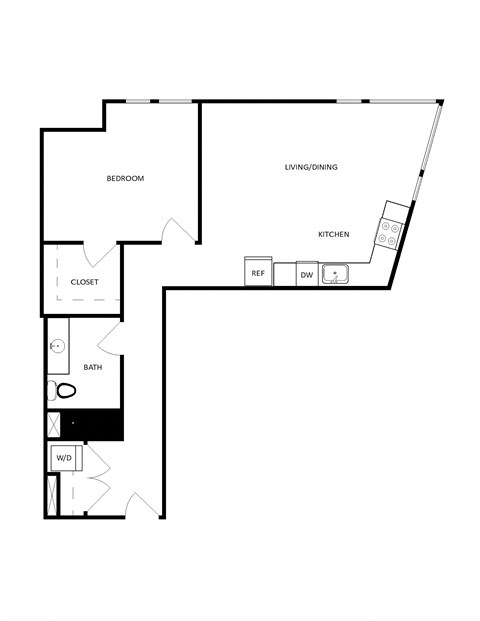 a floor plan of a house with a bedroom and a living room